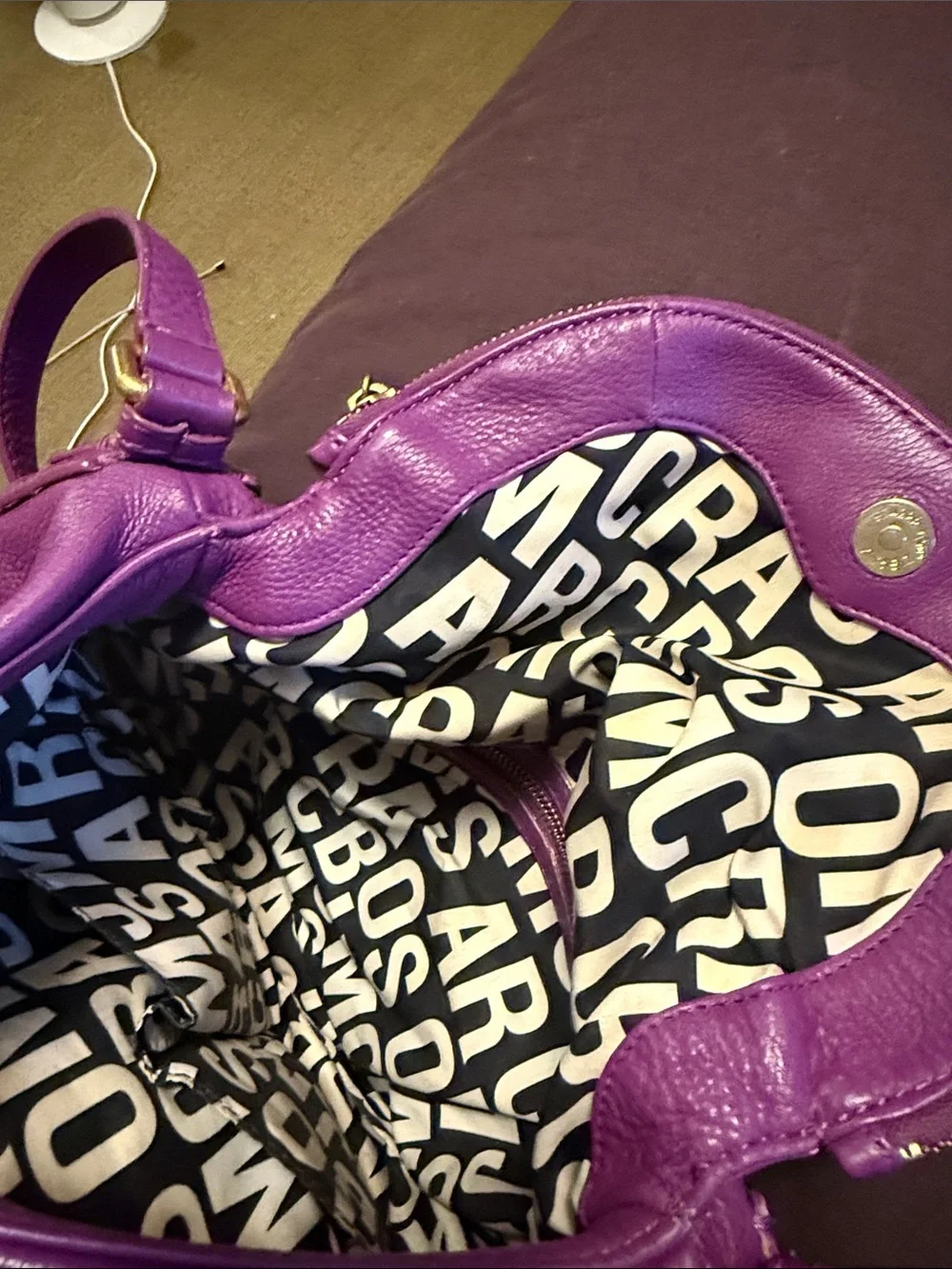 Vibrant Purple Leather Crossbody Bag with Front Flap